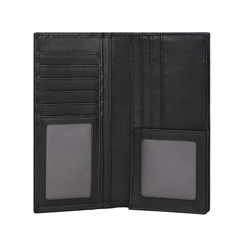 New men's wallet long multi-card leather wallet large-capacity card bag men's simple light paragraph money clip card holder_voghion.com