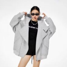 美式高级复古纯棉潮牌2025春秋新款百搭设计感街头解构斜拉链卫衣