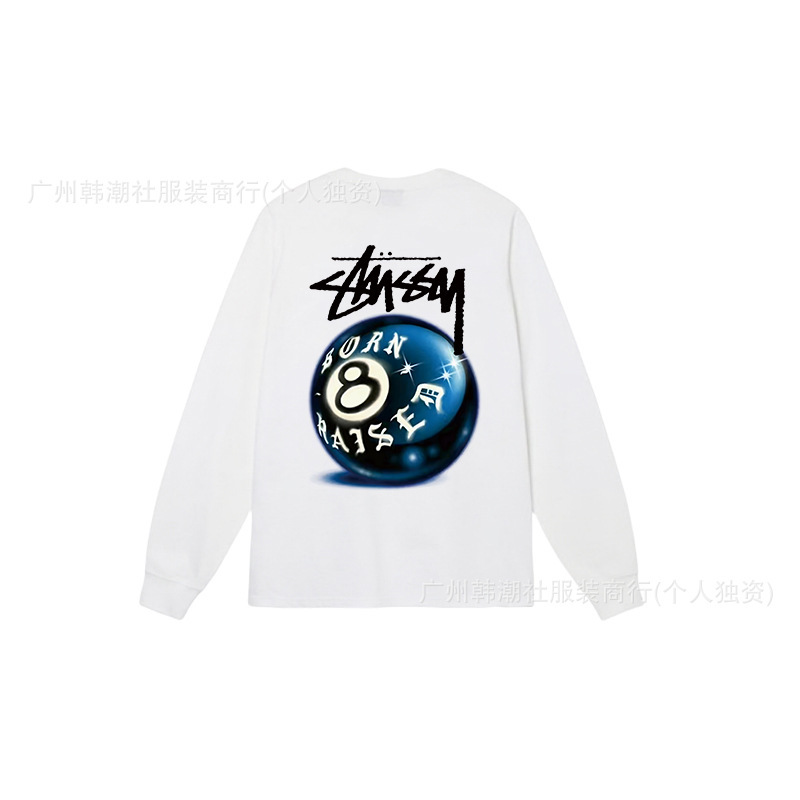 25S跨境斯图西长袖印花t恤美式潮牌STUSSY圆筒布休闲宽松男女同款|undefined