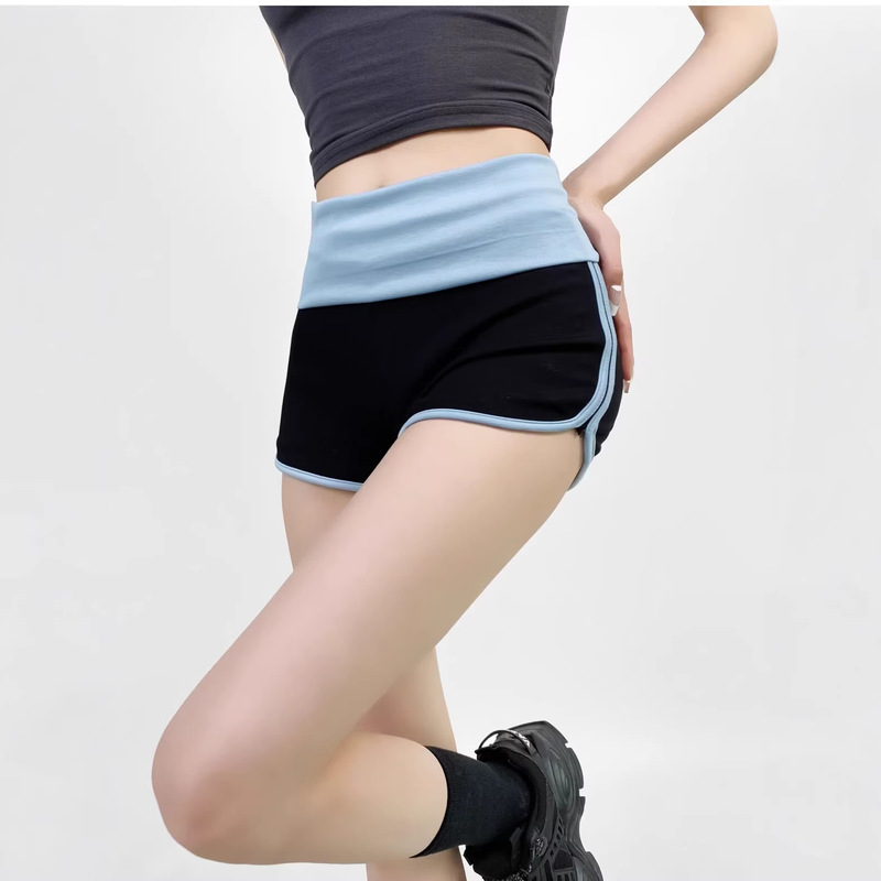 European and American Foreign Trade Amazon Cross-Border Color-Blocked High-Waisted Rolled-Edge Casual Shorts for Women, Hot Girl Style, Sports Tight-Fitting Yoga Shorts European and American Foreign Trade Amazon Cross-Border Color-Blocked High-Waisted Rolled-Edge Casual Shorts for Women, Hot Girl Style, Sports Tight-Fitting Yoga Shorts