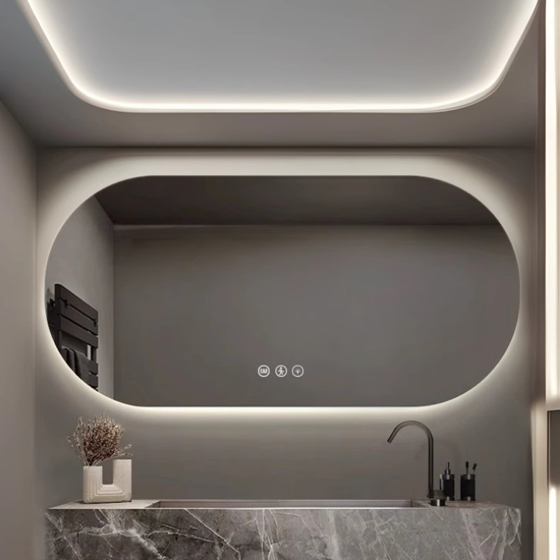 Customized Modern Style Creative Frameless Led Bathroom Mirror Home Bathroom Wall-Mounted Smart Makeup Light Mirror