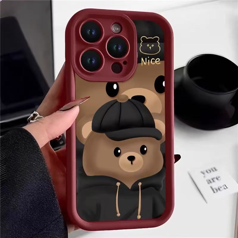 Lindo oso marrón para iPhone 16pro funda para teléfono móvil Apple 15/14 Europa y América 13promax nuevo 12