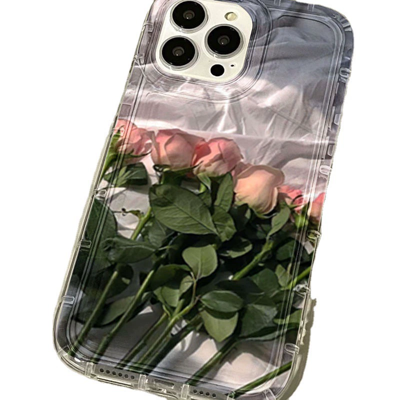 Чехол для телефона Apple iPhone 7–16, раскрашенный с воздушной подушкой, розовый цветочный, ударопоглощающий