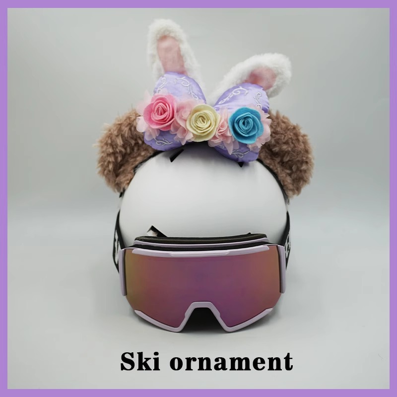 Universal Flower Rabbit Ear Duffy Bear Plush Electric Motorcycle Snow Helmet Decoration (Auto Parts and Accessories) - flower-rabbit-ear-duffy-bear-excluding-helmet-goggles