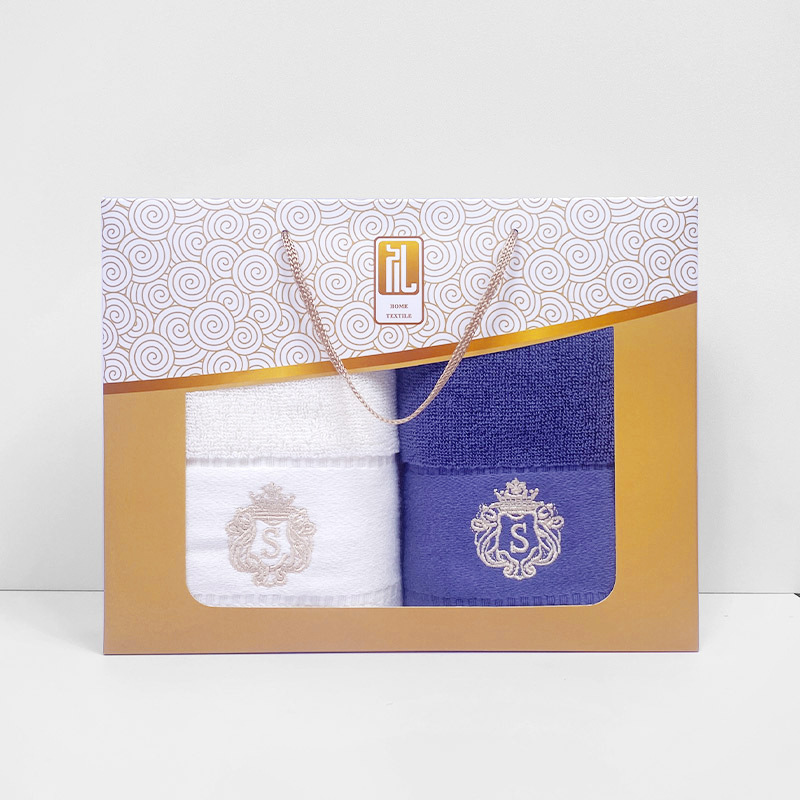 더블 스트립 오스 + 골드 레터링 더블 박스 (베이지 + 그레이)