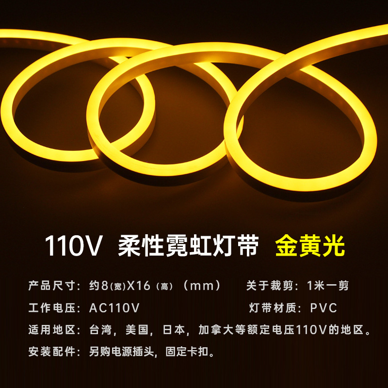 Tira de luz flexible de neón LED colorido 110V Comercio exterior transfronterizo popular barra de luz al aire libre impermeable Super brillante iluminación decorativa