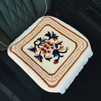 Wool Blended Car Cushion Three-piece — Wool pad - beige-national-color-heavenly-fragrance-single-seat-super-soft-encrypted-non-slip