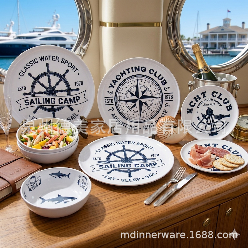Outdoor camping melamine plate and bowl set BPA Free melamine tableware cross-border supply melamine set