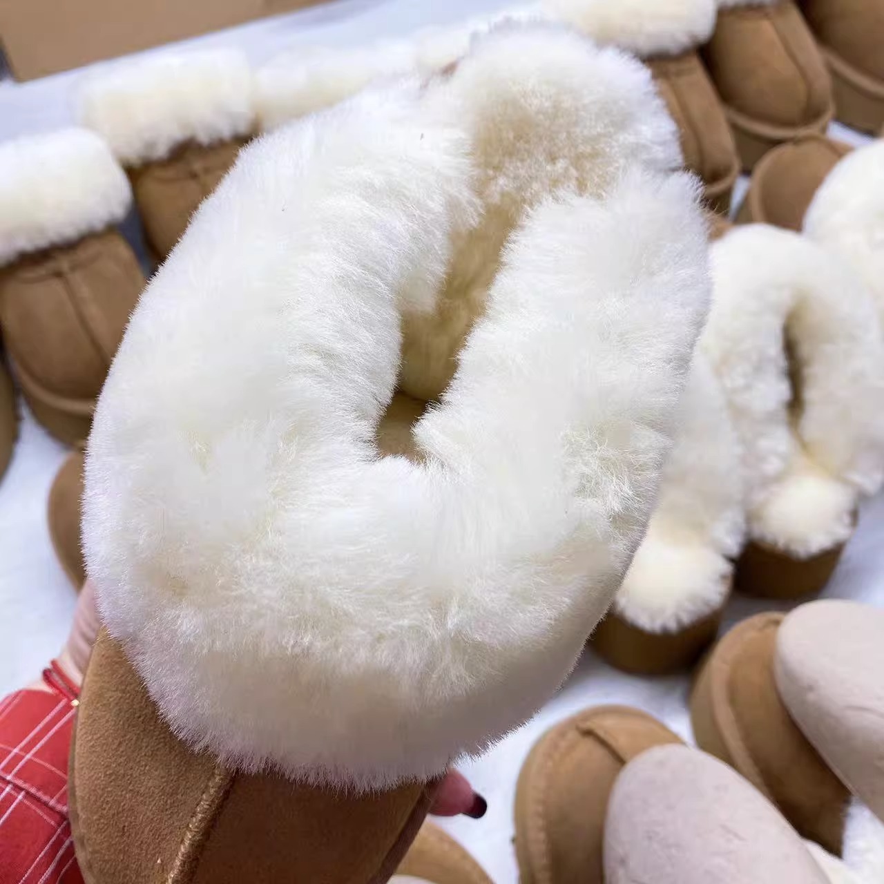 Suela gruesa Baotou, medias zapatillas de piel auténtica, botas para la nieve para mujer, ropa exterior de invierno, nuevas Zapatillas cálidas de algodón para el hogar_voghion.com