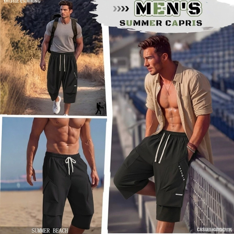 Ozon Hot-Selling Uk Amazon Wb Men's Casual Loose Sports 3/4 Pants with Multiple Pockets Factory Ozon Hot-Selling Uk Amazon Wb Men's Casual Loose Sports 3/4 Pants with Multiple Pockets Factory