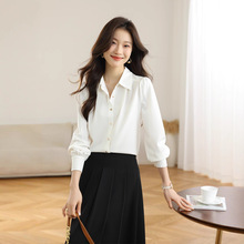 专柜正品百搭女装衬衫高端法式别致真丝长袖衬衣时尚简约职业上衣