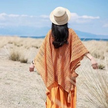 高品质复古民族风云南新疆草原旅游度假外搭拍照针织流苏开衩披肩