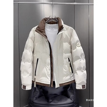秋冬新款男士加厚立领羽绒服拼色短款韩版保暖鸭绒时尚外套