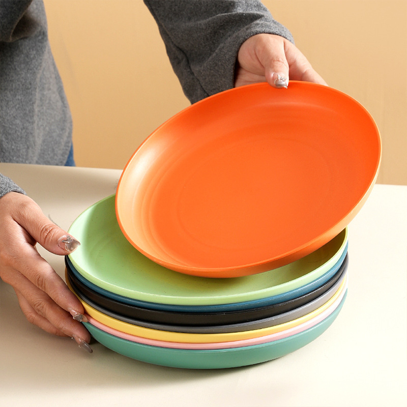 Nordic Wheat Straw Disc Bone Spitting Dish Ins Small Plate Plastic Household Dinner Plate Round Fruit Dessert Tray