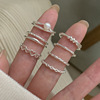 Fashionable ring, universal chain, simple and elegant design, silver 925 sample, on index finger