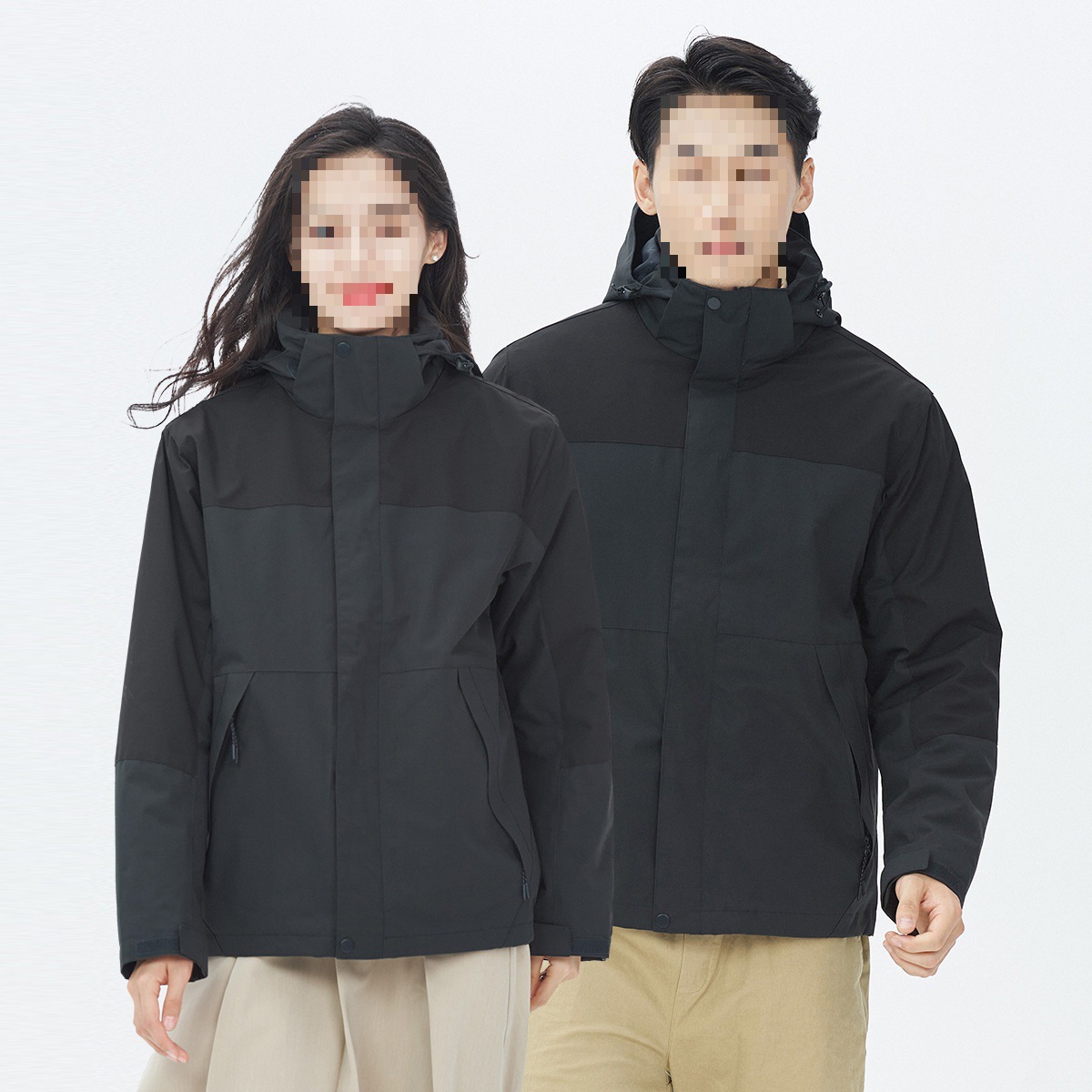 Pareja de protección de tres en uno para hombres otoño y invierno nuevos productos de moda encapuchados en línea rojo con el mismo traje de asalto masculino