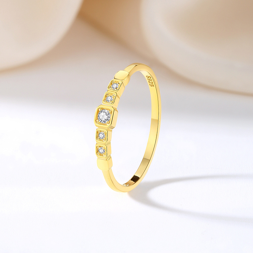 Electroplated Gold Plating Process Zircon Inlay Material 925 Sterling Silver Star Heart Shape Zircon Simple Style Rings For Women's