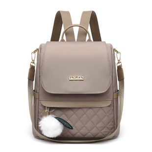 Women's backpack new 2022 fashionable Korean style Oxford cloth crossbody portable simple rhombus travel anti-theft back women's bag