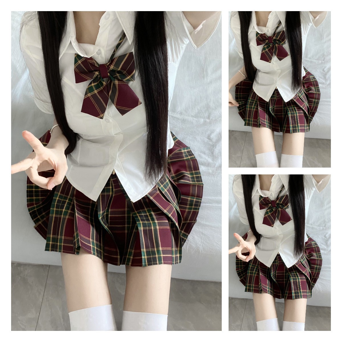 소녀 슬림 셔츠 JK 유니폼 오리지널 스타일 스커트 일본 대학 스타일 해초 호손 나무 활 패션 스커트