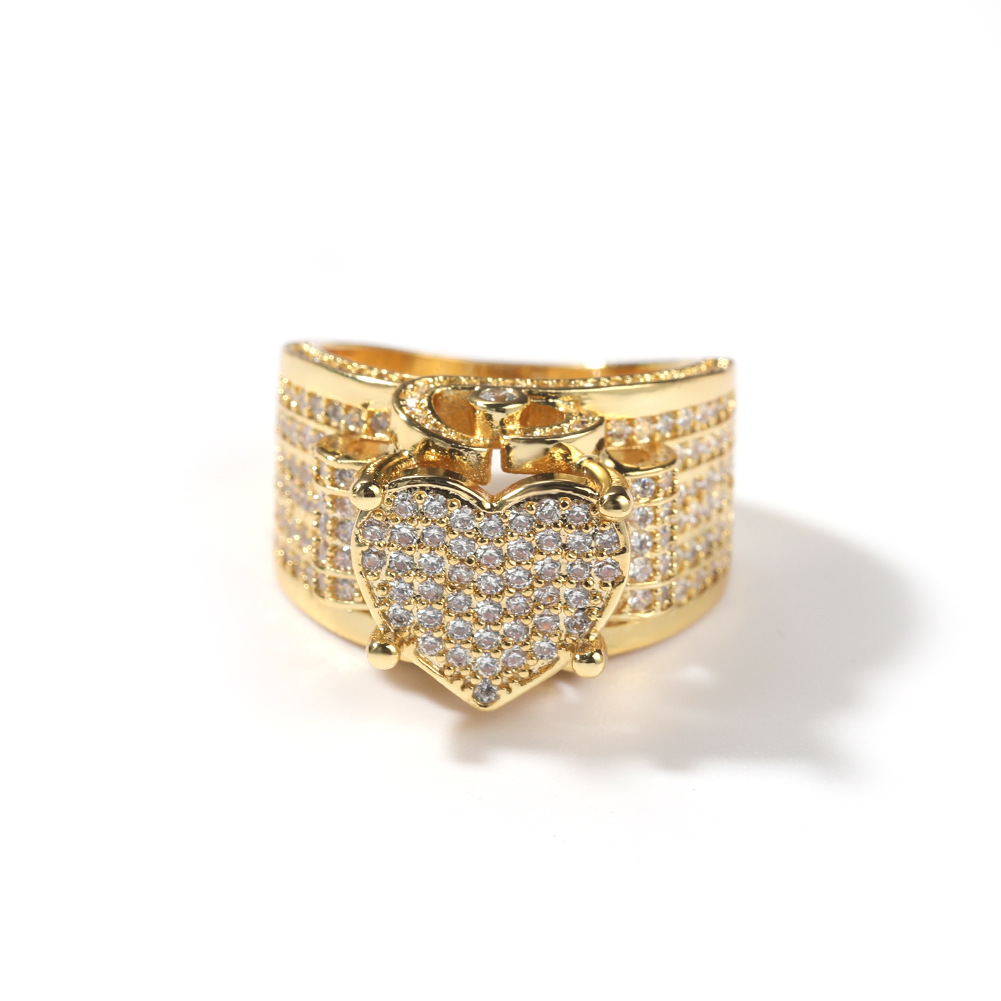 14g Weight Zircon Inlay Material Rings Classification 1 Piece Quantity Simple Style Heart Shape Copper Inlay Zircon Rings