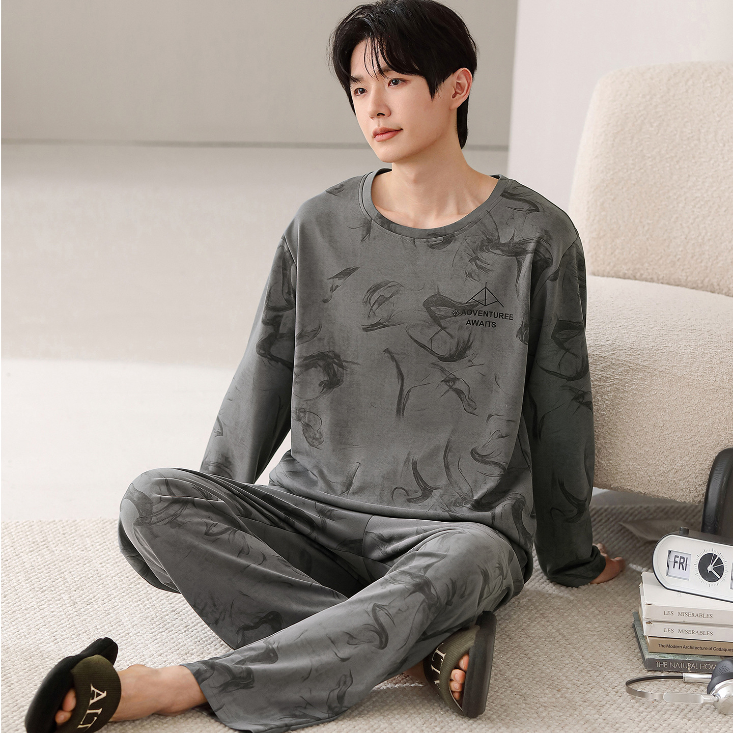 Conjunto de Pijama de Algodón para Hombre, Transpirable, para Uso en Casa y Exterior