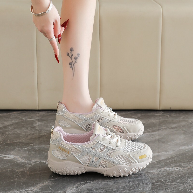 Single Mesh Ballet-Style Sneakers for Women 2026 Breathable Flat German Training Casual Sports Shoes Women's Height-Increasing Shoes