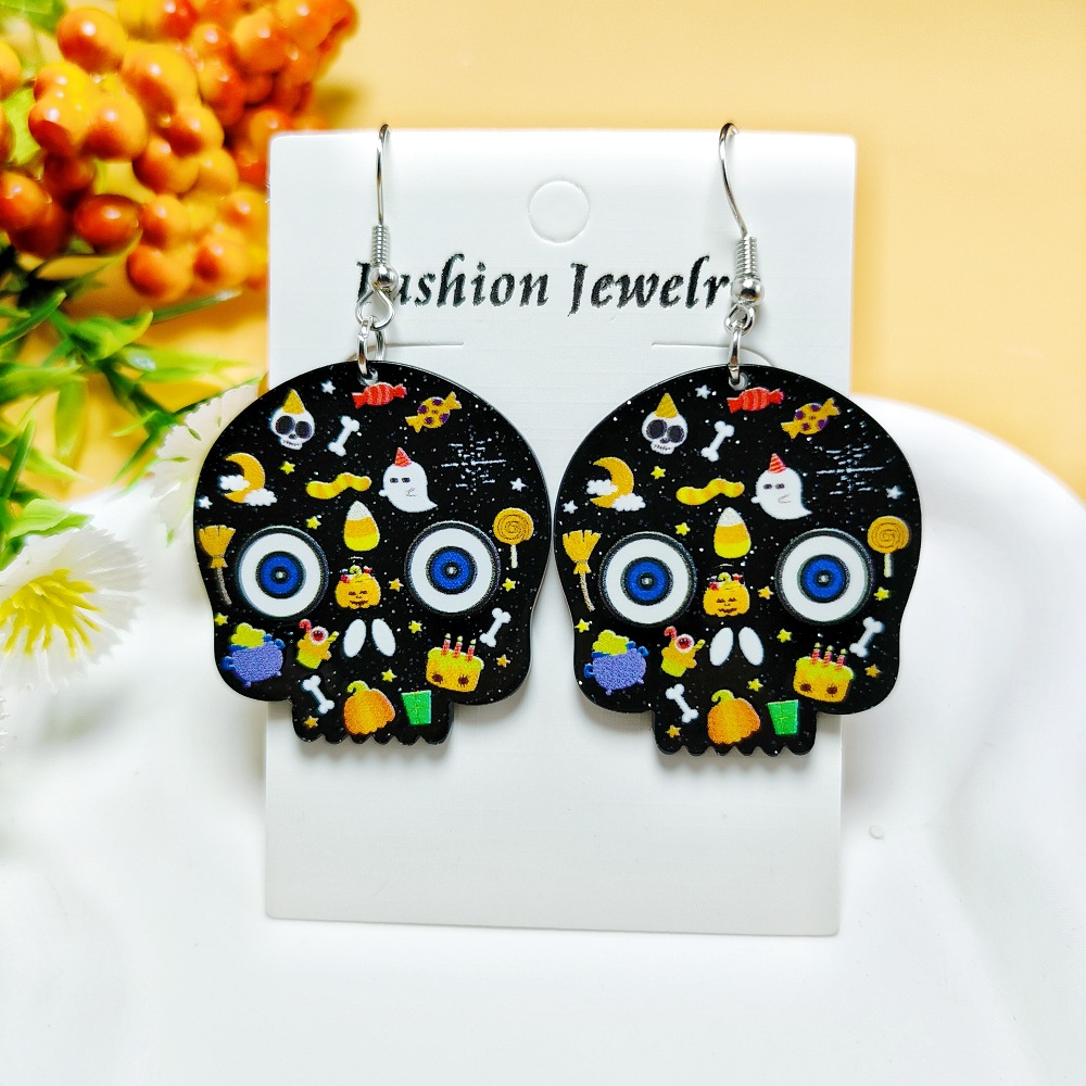 8g Weight 304 Stainless Steel Ear Needle Material Drop Earrings Classification 1 Pair Quantity Holiday, Daily Occasion Acrylic Material Halloween Festival Geometric, Pumpkin, Butterfly Pattern Women's Gender Casual, Simple Style Style 1 Pair Casual Simple Style Geometric Pumpkin Butterfly Arylic Drop Earrings 8
