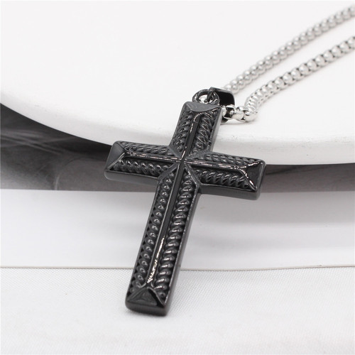 P1068 European and American Personality Street Hip-Hop Men's Cross Titanium Steel Pendant Necklace