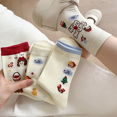 Autumn/Winter New Women's Medium Cuff Steamed Socks Fairy Tale Element Sweet Matchable Student Girl Socks Zhuji Socks Wholesale