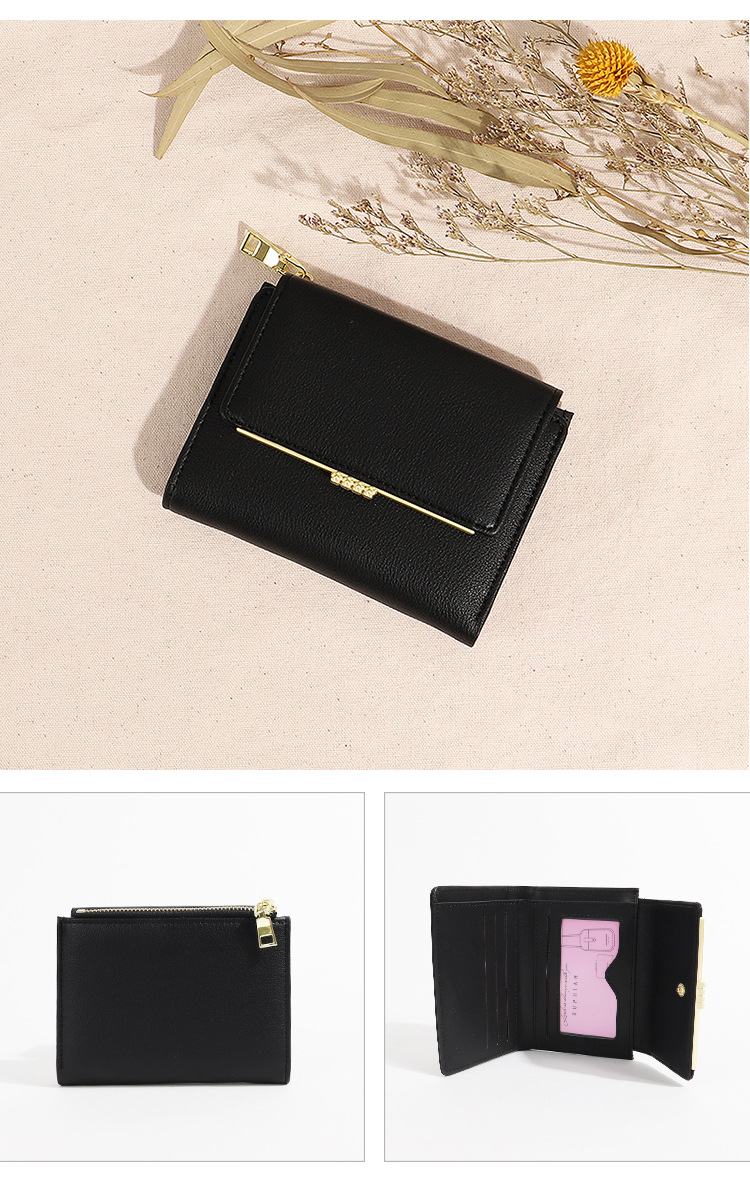 Solid Color Pattern Women's Solid Color Pu Leather Buckle Wallets