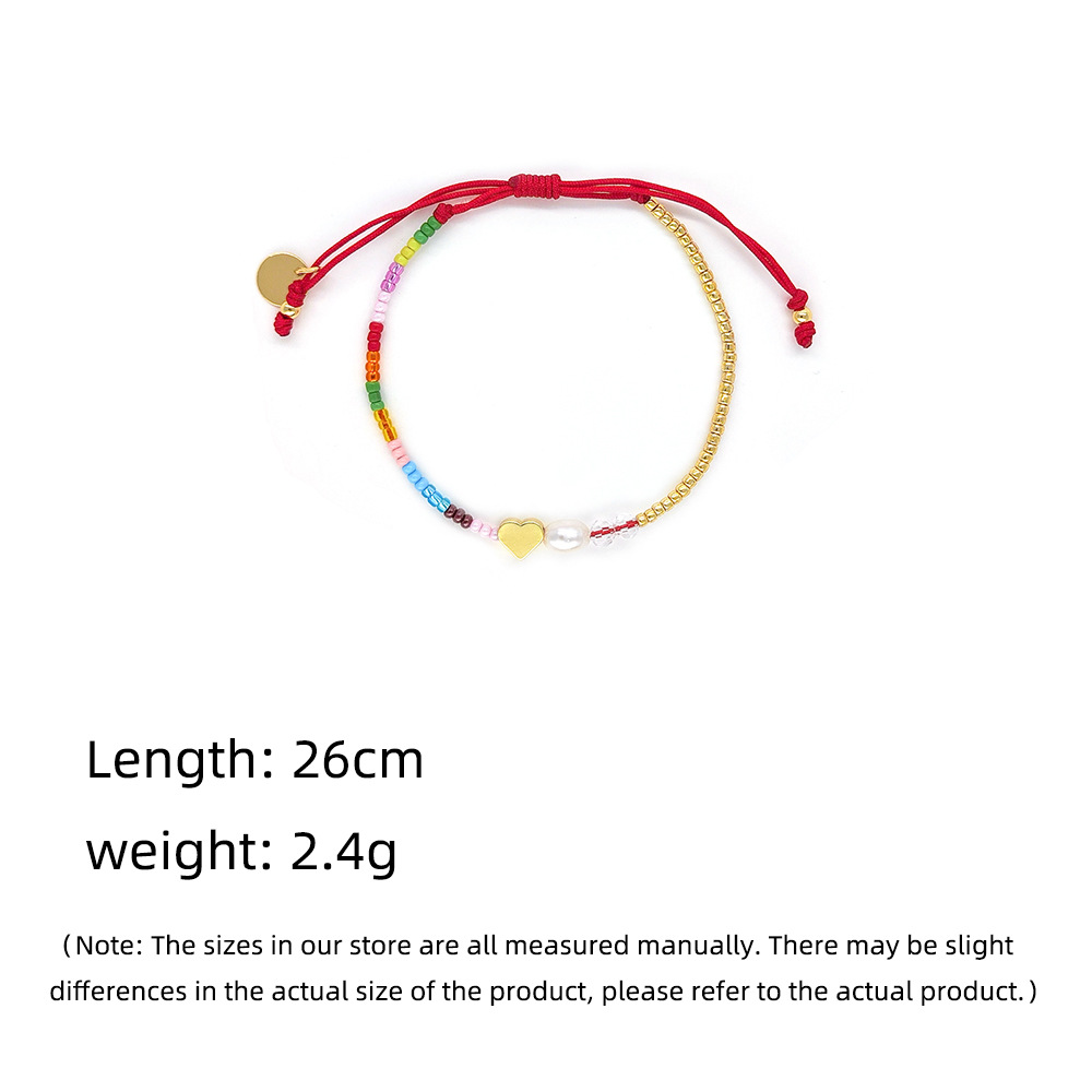 6g Weight Casual Elegant Lady Heart Shape Freshwater Pearl Seed Bead Copper Beaded Chain Beaded Bracelets Wholesale