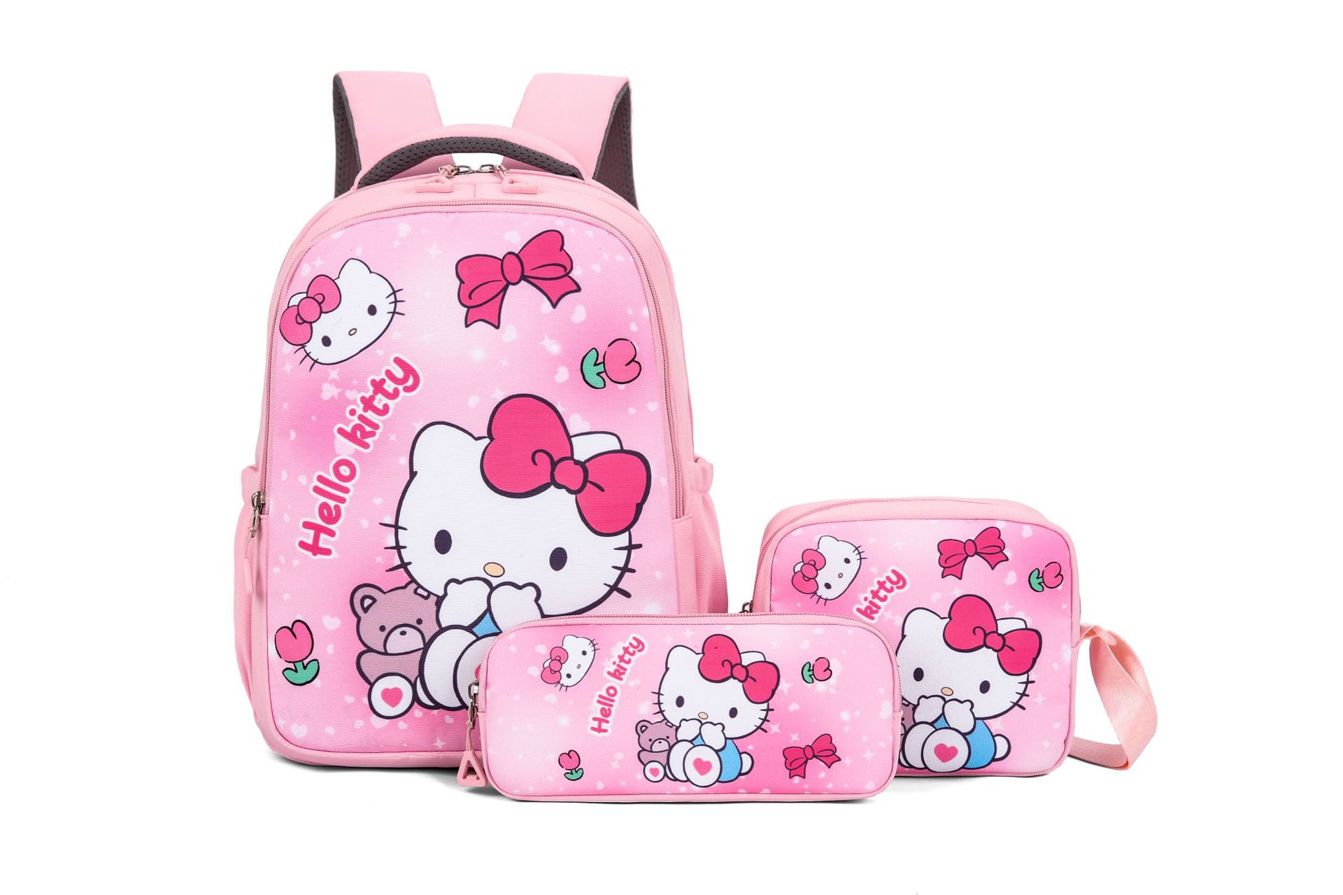 Tres piezas set Koolomi mujer mochila para niños kt gato mochila de dibujos animados mochila de estudiantes lindas mochila de gran capacidad