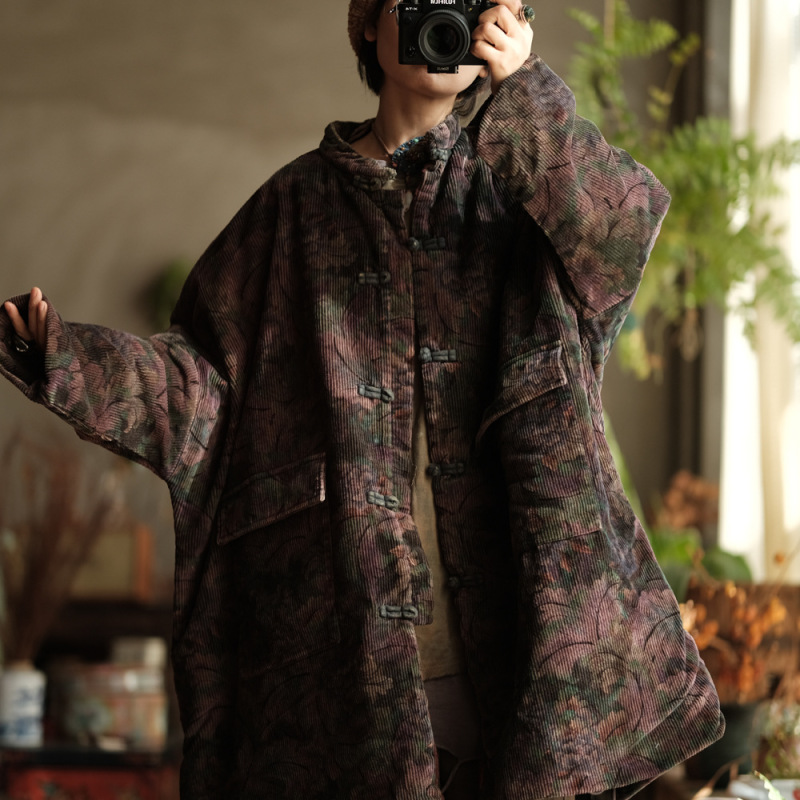 Little Mud Girl Original Design Retro Loose Thick Corduroy Quilted Cotton Jacket Coat Robe 2145 Autumn Little Mud Girl Original Design Retro Loose Thick Corduroy Quilted Cotton Jacket Coat Robe 2145 Autumn