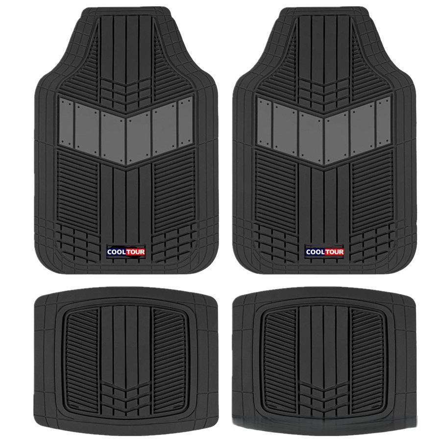 4-Piece Set of All-Weather Pvc Injection-Molded Rubber Car Floor Mats, Non-Slip and Waterproof