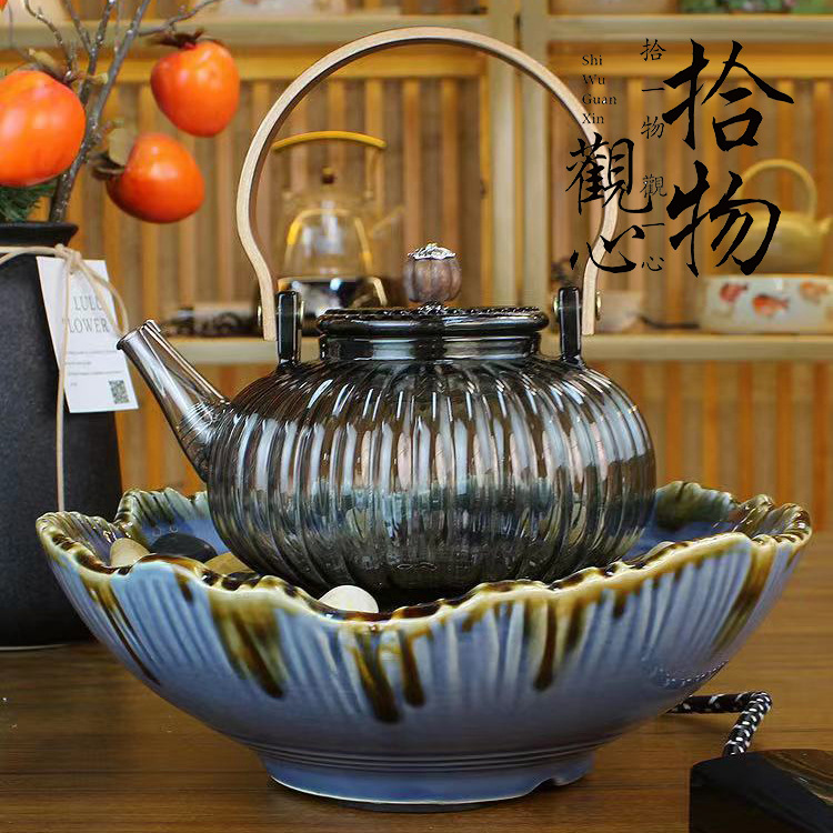 台湾静音煮茶器烧水炉泡茶炉电陶炉煮茶家用煮茶炉复古茶艺炉陶壶