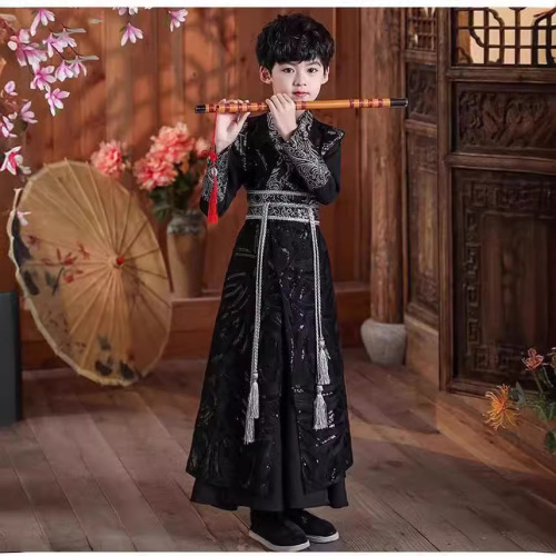 Boys Tang suit Hanfu Spring and Autumn Chinese style 2024 new children's ancient costume girls traditional performance attire