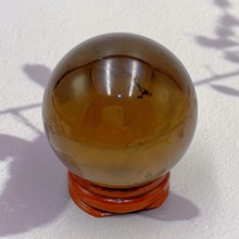 天然茶水晶球原石打磨烟晶球七星阵风水球摆件水晶工艺品装饰品