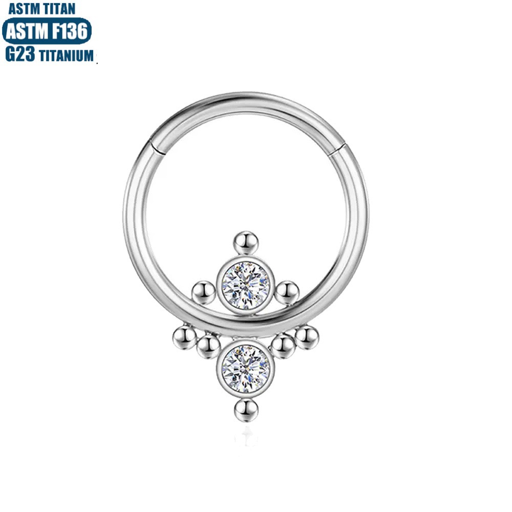 Silver pointed spike labret stud material detail