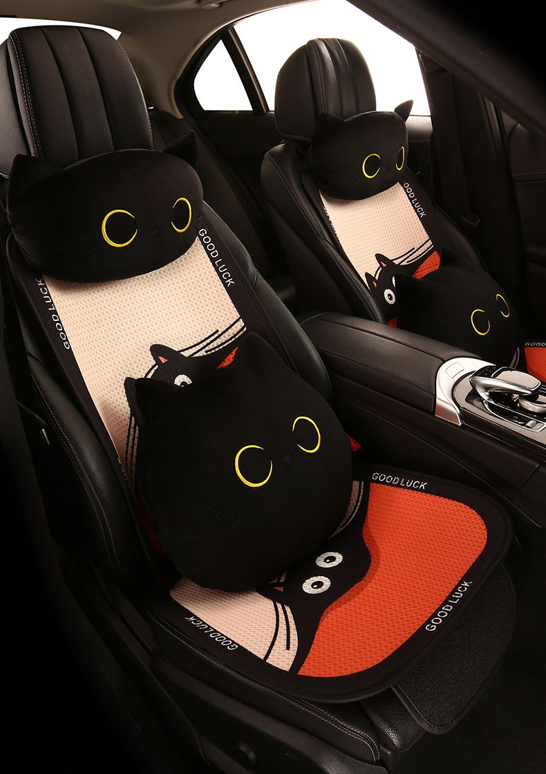 Cartoon cute women's four seasons universal breathable car cushion personalized Kitten Cat series Single piece cushion