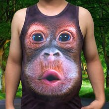 3D肌肉男背心t恤抖音猩猩创意假腹肌立体图案短T搞笑衣服年会表演