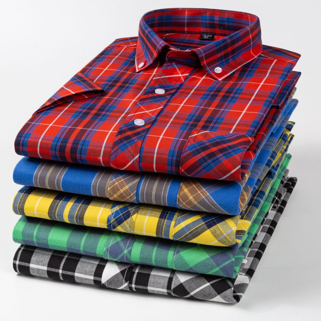 New Plaid Shirt Short-sleeved Men's Fashionable Handsome Shirt Men's Coat Thin Breathable Summer Casual Top
