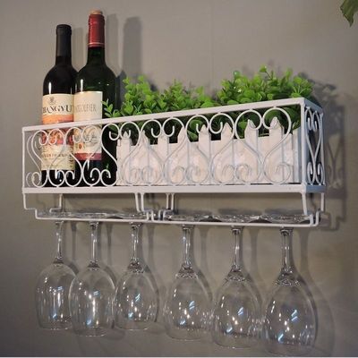 a living room Wine rack Punch holes Goblet pylons capacity European style Simplicity Hanging cup holders Wall