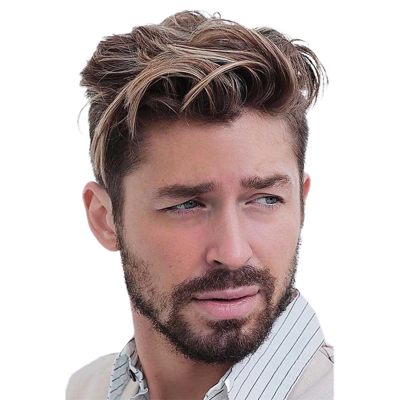 2021 New Wig Men Brown Partial Short Men's Brown European And American Men's Wig In Stock One Piece Dropshipping display picture 3