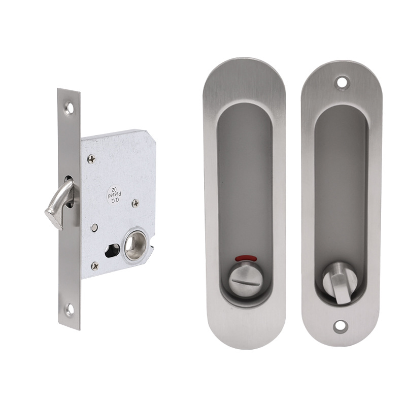 Cerradura de puerta deslizante de acero inoxidable simple cerradura de puerta invisible cerradura de puerta de baño de hotel cerradura de puerta deslizante incrustada de balcón de cocina