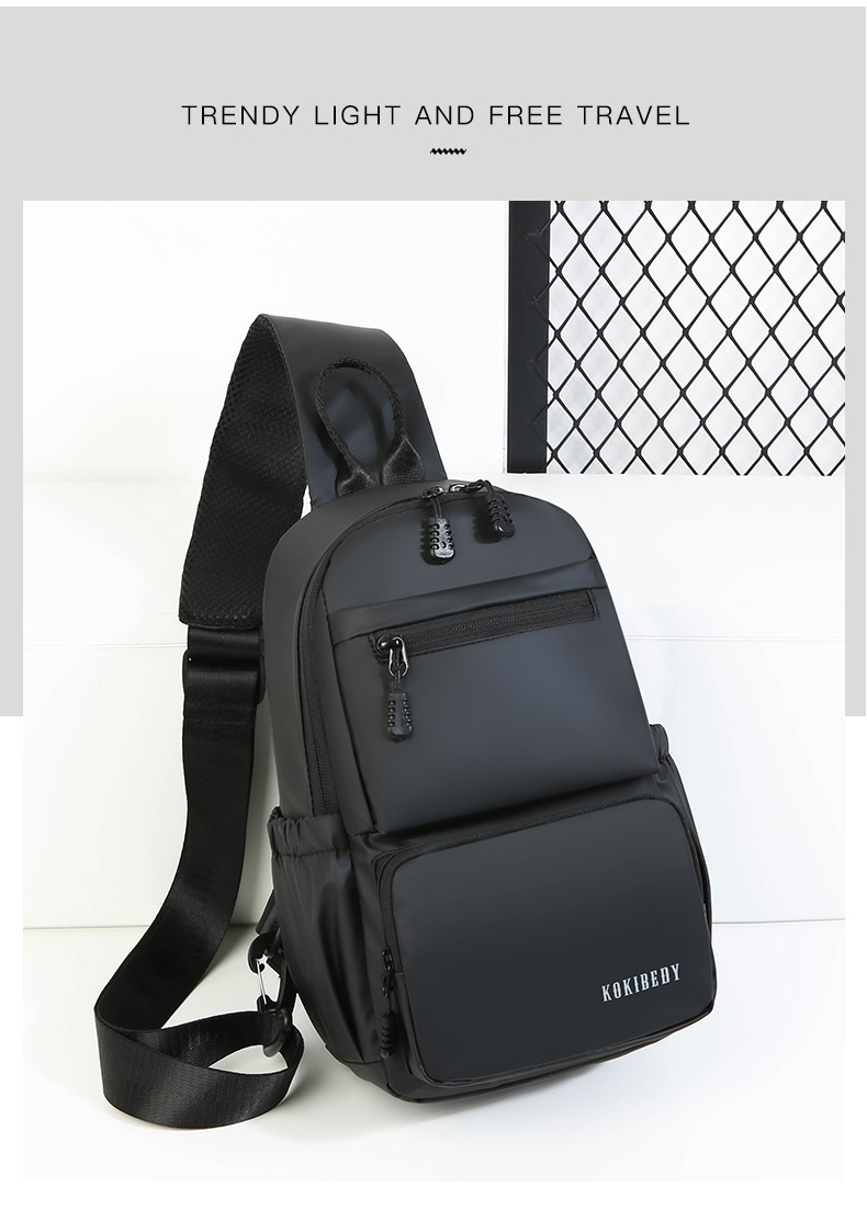 Men's chest bag, crossbody bag, single-shoulder bag, multi-functional large-capacity men's bag, water-resistant chest bag, small bag, cross-border undefined