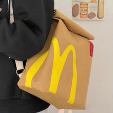 网红麦当劳书包新款帆布背包女双肩包大容量包包大学生上课包