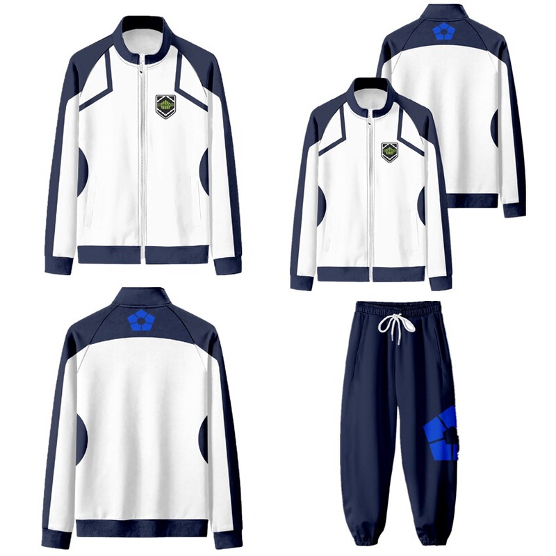 European and American New BLUE LOCK BLUE Prison Zipper Jacket Men's 3D Digital Printing cos Loose Long Sleeve Sweater