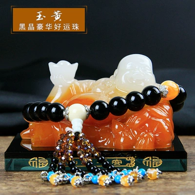 Car ornaments Interior Accessories Decorative Ornaments Buddha - jade-yellow-black-crystal-buddha-beads