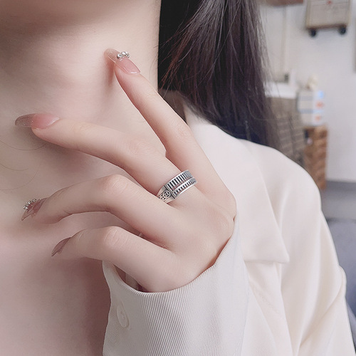 Yunchaoxuan S925 silver retro ethnic style creative copper coin abacus fashion ancient style niche design open ring