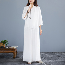 实拍 禅修服女打坐仙气疗愈禅服套装禅意佛系高端女装居士服佛系